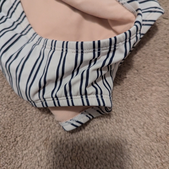 Women's Triangle High Coverage One Piece Swimsuit White/Blue Kona Sol Size Large - Picture 5 of 6